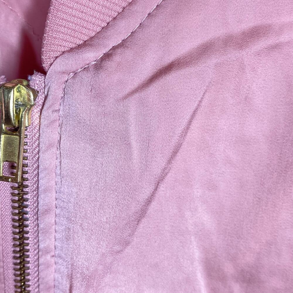 Love Tree Shiny Zip Up Bomber Jacket Pink Sheen Womens Size Large - Picture 8 of 15